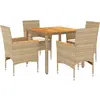 vidaXL Ensemble à manger de jardin et coussins 5pcs beige rotin acacia