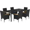 vidaXL Ensemble à manger de jardin et coussins 7 pcs noir rotin acacia