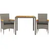 vidaXL Ensemble à manger de jardin et coussins 3 pcs gris rotin acacia