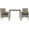 vidaXL Ensemble à manger de jardin et coussins 3 pcs gris rotin verre