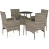 vidaXL Ensemble à manger de jardin et coussins 5 pcs gris rotin verre