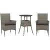 vidaXL Ensemble à manger de jardin et coussins 3 pcs gris rotin verre