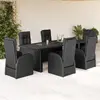 vidaXL Ensemble à manger de jardin coussins 7 pcs noir résine tressée