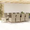 vidaXL Ensemble à manger de jardin et coussins 11 pcs beige poly rotin