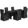 vidaXL - 7-delige - Tuinset - met - kussens - poly - rattan - zwart