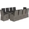 vidaXL Ensemble à manger de jardin 11pcs avec coussins gris poly rotin