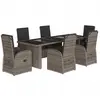 vidaXL Ensemble à manger de jardin et coussins 7 pcs gris rotin