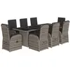 vidaXL Ensemble à manger de jardin 9 pcs coussins gris résine tressée