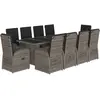 vidaXL Ensemble à manger de jardin 11pcs avec coussins gris poly rotin
