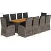 vidaXL Ensemble à manger de jardin 11pcs avec coussins gris poly rotin