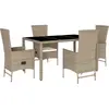 vidaXL Ensemble à manger de jardin avec coussins 5pcs Beige poly rotin
