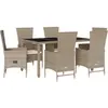 vidaXL Ensemble à manger de jardin et coussins 7 pcs beige poly rotin