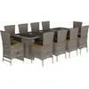 vidaXL Ensemble à manger de jardin 11pcs avec coussins gris poly rotin