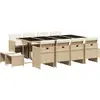 vidaXL Ensemble à manger de jardin et coussins 13 pcs beige