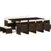 vidaXL Ensemble à manger de jardin avec coussins 13 pcs marron rotin