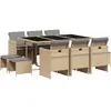 vidaXL Ensemble à manger de jardin et coussins 11 pcs mélange beige