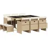 vidaXL Ensemble à manger de jardin et coussins 11 pcs beige poly rotin