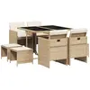 vidaXL Ensemble à manger de jardin et coussins 9 pcs beige Poly rotin