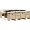vidaXL Ensemble à manger de jardin et coussins 9 pcs beige Poly rotin