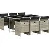 vidaXL Ensemble à manger de jardin et coussins 7 pcs gris clair rotin