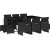 vidaXL Ensemble à manger de jardin 11 pcs coussins noir résine tressée