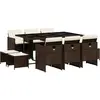 vidaXL Ensemble à manger de jardin et coussins 11 pcs marron rotin