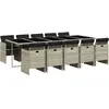 vidaXL Ensemble à manger de jardin 11pcs avec coussins gris poly rotin