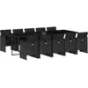 vidaXL Ensemble à manger de jardin 11 pcs coussins noir résine tressée