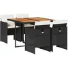 vidaXL Ensemble à manger de jardin coussins 5pcs Noir Résine tressée