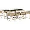 vidaXL Ensemble à manger de jardin et coussins 9 pcs beige Poly rotin
