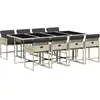 vidaXL Ensemble à manger de jardin et coussins 9 pcs gris clair rotin
