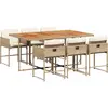 vidaXL Ensemble à manger de jardin et coussins 7 pcs beige poly rotin