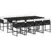 vidaXL Ensemble à manger de jardin 9pcs coussins noir résine tressée