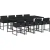 vidaXL Ensemble à manger de jardin 9pcs coussins noir résine tressée