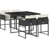 vidaXL Ensemble à manger de jardin coussins 5pcs Noir Résine tressée