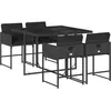 vidaXL Ensemble à manger de jardin coussins 5pcs Noir Résine tressée