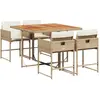vidaXL Ensemble à manger de jardin avec coussins 5pcs Beige poly rotin