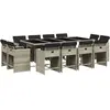 vidaXL Ensemble à manger de jardin et coussins 13 pcs gris clair rotin