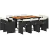 vidaXL Ensemble à manger de jardin 11 pcs coussins noir résine tressée