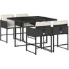vidaXL Ensemble à manger de jardin coussins 5pcs Noir Résine tressée