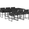 vidaXL Ensemble à manger de jardin coussins 7pcs Noir Résine tressée