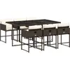 vidaXL Ensemble à manger de jardin et coussins 7 pcs marron rotin