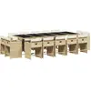 vidaXL Ensemble à manger de jardin et coussins 15 pcs beige