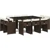 vidaXL Ensemble à manger de jardin et coussins 11 pcs marron rotin