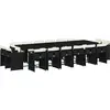 vidaXL Ensemble à manger de jardin 17 pcs coussins noir résine tressée