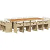 vidaXL Ensemble à manger de jardin et coussins 15 pcs beige