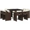 vidaXL Ensemble à manger de jardin et coussins 9 pcs marron poly rotin