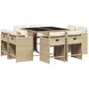 vidaXL Ensemble à manger de jardin et coussins 9 pcs beige Poly rotin