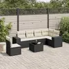 vidaXL Salon de jardin 7 pcs avec coussins noir résine tressée