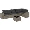 vidaXL Salon de jardin avec coussins 7 pcs gris résine tressée